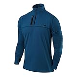 TCA Fusion Pro Quickdry Herren Laufshirt/Funktionsshirt mit Stehkragen - Langarm - Marineblau, XL