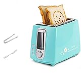 2-Scheiben, Retro-Kleiner Toaster mit Bagel, Abbruch, Auftaufunktion, Extrabreiter Schlitz Kompakter Edelstahl-Toaster für Brotwaffeln-B