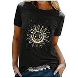 Vintage T Shirt Damen Sommer Kurzarm Blumendruck Tops Mode Lässig Loose Tuniken O-Ausschnitt Shirt Kurze Ärmel Top Frauen Basic T
