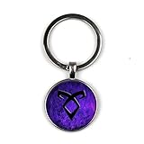 MINTUAN Stadt der Knochen Glas Schlüsselbund Engel Rune Anhänger Schlüsselanhänger Engel Mortal Musikinstrument Schmuck