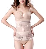 3 in 1 Postpartale Unterstützung Recovery Bauch Taille Becken Gürtel-Taille Schlankheits-Gürtel (plus größe für taille 96cm-114cm, Beige)