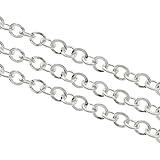 Perlin 3 Meter Gliederkette Link Kette Metallkette Rund 4,5mm Silber Schmuckkette Meterware zur Schmuckherstellung von Halsketten Armband DIY Basteln K5
