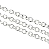 Perlin 3 Meter Gliederkette Link Kette Metallkette Rund 4,5mm Silber Schmuckkette Meterware zur Schmuckherstellung von Halsketten Armband DIY Basteln K5