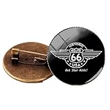 Route 66 Broschennadel USA Route 66 Road Logo Broschen Glas Cabochon Schmuck Zubehör verwittertes Straß