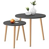 COMIFORT Beistelltisch-Set - Satztische in Nordischem Stil, Modern und Minimalistisch, Sehr Robust, 2-Teiliges Beistelltisch-Set mit runder Tischplatte, Farbe: Grau, 100% Natü