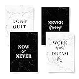 Donari® 4er Postkarten Set Motivation edles Design in A6 • Motivationskarten Sprüche und Zitate für Erfolg schwarz weiß • Schöne Karten Freundschaft Vintage (Motivation)