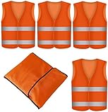 4er Warnwesten Set fürs Auto mit praktischer Tasche - Orange - Universalgröße - 360° Reflek