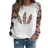 Eaylis Damen Lose Rundhalsausschnitt Digitaldruck Farbe O-Ausschnitt Langarmshirt,Lässig Pullover Hoodies für Frauen mit Motiv Hemd Bedruckte Tops Plus Size Langarm B