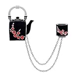 Brosche Pflaume Blume Teekanne Tasse Kette Quaste Emaille Brosche Anstecknadel Anstecknadel Geschenk – CC035