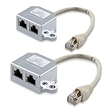 kwmobile 2in1 Set Netzwerkkabel Splitter - ISDN Anschluss Doppler Adapter - T-Adapter Netzwerk Kabel - RJ45 Stecker auf 2X Rj45 ISDN B