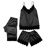 LoveLeiter Damen Satin Nachtwäsche Nachthemd Sexy Dessous Pyjama Set Reizwäsche Ouvert Babydoll Spitze Dessous Split Set Lace Nachtwäsche Lingerie Versuchung N