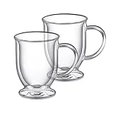 AMBITION Thermobecher Set Mia 370 ml 2 Stück Doppelwand Elegante Form mit Fuß Thermotasse Thermoglas Becher Gläser Spülmaschine Mikrow