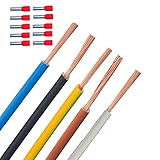Verdrahtungssatz 5 x 2m H07V-K 10mm² schwarz blau braun grün gelb grau - inkl. 25 Aderendhülsen Verdrahtungsleitung Zählerschrank Elektroverteilung
