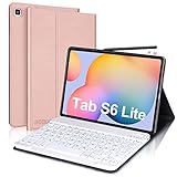 JADEMALL Tastatur Hülle für Samsung Galaxy Tab S6 Lite 10,4' 2020, Magnetische Abnehmbare Kabellose Bluetooth QWERTZ-Tastatur Kompatibel mit Samsung Tab S6 Lite 2020 (SM-P615/SM-P610), Roség