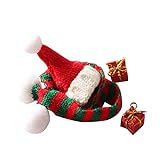 ISAKEN Wichteltür Weihnachten Set Miniatur Wichtel Set DIY Weihnachten Puppenhaus-Set Hut Roter Schal Geschenke Miniatur-Puppenhausmöbel und Zubehö