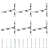 Pulluo 6pcs Schwimmende Regalhalterung Unsichtbar Regalträger 75mm Regalbodenträger Unsichtbar Tablarträger Schwerlast Wandregal Regalhalter mit Schrauben und Dübel für Regale Wanddeko Möbel Schrank