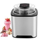 Eismaschine 2L, Speiseeisbereiter, Eiscremebereiter, Speiseeismaschine, inkl. Rezeptheft, mit Timer (5 bis 45 Min.)Ohne Kompressor, Edelstahl, LCD-Anzeige, für Eiscreme Yoghurt, Sorbet und F