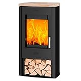Fireplace K5733 Tuvalu Kaminofen Stahl Schwarz | Topplatte Sandstein/A+