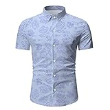 Hawaiihemd Herren Sommer Knopfleiste Kent-Kragen Herren Hemd Atmungsaktiv Slim Fit Mode Druck Kurzarm Herren Freizeithemd Business Gastgeber Herren S