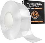 GRIP&BENDER Doppelseitiges Klebeband - 5 Meter Nano Tape Doppelseitig Transparent – Spurloses Nano Klebeband – Multifunktionales Rutschfestes Nanotape extra dünn (1mm) Ultra Stark