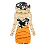 CHUNT Kapuzenpullover Sweatshirt Damen Hoodie Langarm Kapuzenjacke Vintage Elegante Weihnachtsdruck Lange Jacke Mäntel Tops Slim F