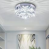 CXGLEAMING Moderne Kristall-Deckenleuchten 2-Rund LED Halbeinbau-Kronleuchter Cool White Pendelleuchte für Kücheninsel Esszimmer Schlafzimmer Flur Badezimmer Wohnzimmer Living