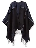 Breezy Lane Damen Schal Wraps Plaid Poncho mit Quaste Open Front Cape Cardigan für Herbst Winter Urlaub, Farbe 25, Einheitsgröß