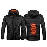 Beheizbare Jacke，Damen Herren Heizjacke Winterjacke Wasserdicht Winddicht Softshelljacke Leicht Thermo Fleecejacke Daunenjacke Steppjacke mit 11-Heizzonen für Outdoor-Aktivitäten, Skifahren, M