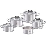 Fissler original-profi collection / Edelstahl-Topfset, 5-teilig, Kochtopf-Set, Töpfe mit Deckel, Induktion, alle Herdarten (2 Kochtöpfe, 2 Bratentöpfe, 1 Stielkasserolle)