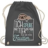 Shirtracer Sprüche Statement mit Spruch - Ich spüre das Tier in mir es ist ein Faultier - Unisize - Dunkelgrau - statement beutel faultier - WM110 - Turnbeutel und Stoffbeutel aus Baumw