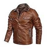 SPNEC Winter Lederjacke Männer starke warme Windjacke Ledermantel Men Plus-Fleece-Jacke (Color : A, Size : XXL code)