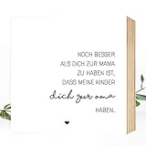 Wunderpixel® Holzbild Beste Mama, beste Oma - 15x15x2cm zum Hinstellen/Aufhängen, echter Fotodruck mit Spruch auf Holz - schwarz-weißes Wand-Bild Aufsteller zur Dekoration oder Geschenk-I