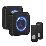 HUANHUA Funk Türklingel, AAA Batterie Kabellose Türklingeln doorbell IP55 Wasserdichte 300m Reichweite Wireless 55 Klingeltöne Türglocken für Familien, Hotels, Krankenhäuser,Fabrik