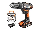 WORX 18V(20V MAX) Akku-Schlagbohrschrauber WX371, 2,0Ah, PowerShare, 2 Gänge, Koffer, 13mm Bohrfutter, 18+1+1 Drehmomentstufen, Bohrschrauber Schlagb