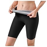 LRWEY Frauen Schwitzen Elastische Taille Trainer Bauch Kontrolle Fitness Leggings Shorts Sport Kurze Hosen, schwarz c, M