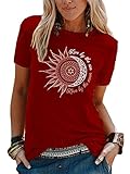 Abtel Sommer Damen T-Shirt Sunflower Print Muster Kurzarm Rundhalsausschnitt Basic Kurzarm Lose Damen Rundhals Casual Top L 1# w