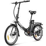 BIKFUN E-Bike 20 Zoll Faltbares Elektrofahrrad mit 36V/10Ah Abnehmbar Akku | E-Klapprad Standard 250W Motor-Leistung | Pendler Pedelec mit Shimano 7-Gang bis 25km/h Zulassung Ebike Unterwegs(Schwarz)