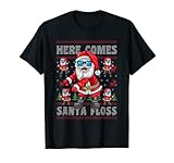 Hier kommt Santa Floss Häkellook Weihnachten T-S