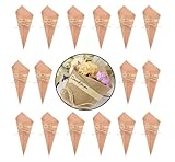 Wenyun 50 Pcs Bouquet Kegel,Kegel für Hochzeit Konfetti, Kegel für Hochzeit Kraft Papier, Retro Kraft Papier Cones Kegel, mit Hanf Seile Label Aufkleber Band, Bouquet Candy Schok