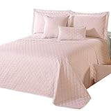 Delindo Lifestyle® Tagesdecke Bettüberwurf Premium ROSA, für Doppelbett, einfarbig für Schlafzimmer, 220x240