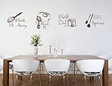 4-piece set of wall stickers, kitchen utensils, kitchen stickers, home decoration, desserts and candies, removable wall stickers -85.5x82.5