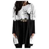 VICIKON Halloween Tops für Frauen, Halloween Casual Oberteile,Herbst Langarm,Langarm-Sweatshirt,Frauen Beiläufig Langarmshirt, Damen Halloween Langarm Rundhals Mittellanges Herbst T-S