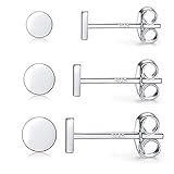 Damen Ohrstecker Silber 925- 3 Paar Klein Stering Silber Ohrstecker Ohrringe Set Reines Silber Piercing Ohr Tragus Lippen Schmuck für Damen Herren Geschenke 2mm/3mm/4