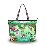 Ahomy Tote Schultertasche Lustige Fisch Frosch Libelle im Teich Handtasche für Outdoor Gym Wandern Picknick Reisen Strand, Mehrfarbig - multi - Größe: M