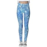 WERVOT Damen Leggings Weihnachten Hose Yogahosen, Sport Leggings Hohe Taille Gym Sporthose Stretch Chrismas Skinny Strumpfhosen Casual Sweathose Fitness Training Jogginghose Freizeithose (E Blue, M)