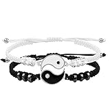 FXJC Everlasting Friendship Love Couple Balance Bracelet, Tai Chi Yin Yang Bracelets, for Him and Her Romantic Presents (Silver)