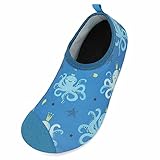 Geweo Aquaschuhe Jungen Kinder Badeschuhe Baby Kleinkind Sommer rutschfeste Wasserschuhe Mädchen Strandschuhe Barfußschuhe Schwimmschuhe Water Shoes Kids Boys Girls Hausschuhe Tintenfisch Blau 32-33