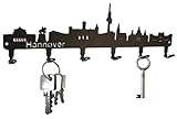 steelprint.de Schlüsselbrett/Hakenleiste * Skyline Hannover * - Schlüsselboard Niedersachsen, Schlüsselleiste, Metall - 6 Hak