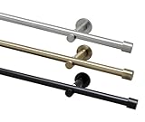 Garduna 120cm Gardinenstange Ø 16mm Cap modern, 1-lauf, Edelstahl-Optik / # Messing-antik # / schwarz (ohne Ringe)