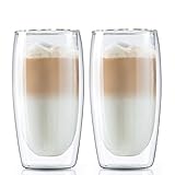 Boral Doppelwandige Latte Macchiato Gläser / Kaffeegläser / Thermogläser, 2er Set, 350